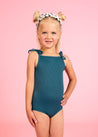 Girls One-Piece Swimsuit - Ribbed Midnight Teal