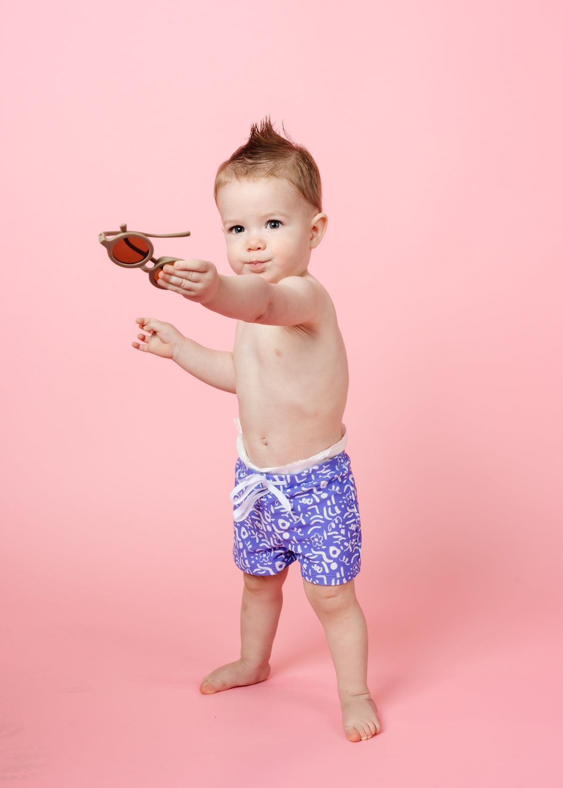 Bebe Cody Panel Bordshorts with Aqua Nappy (Size 00-2)