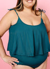 Crop Top Swimsuit - Ribbed Midnight Teal