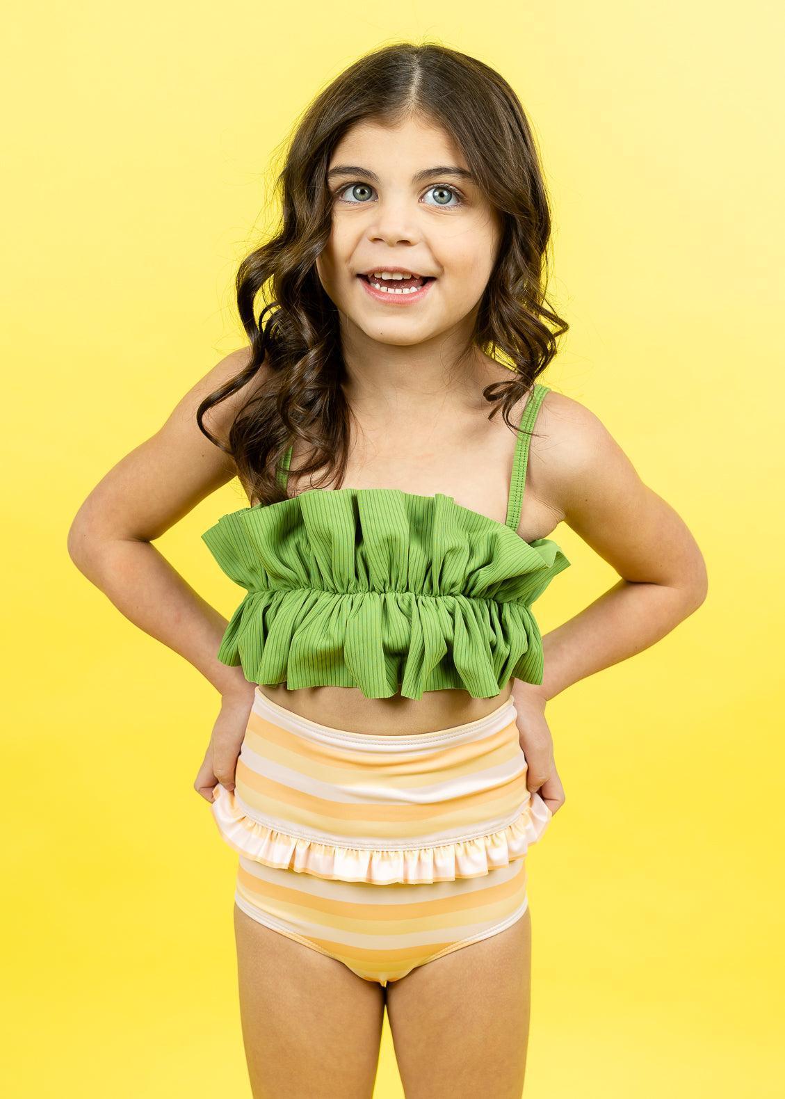 Peachy Stripe Mini Mid-Ruffle Bottoms - Main Image