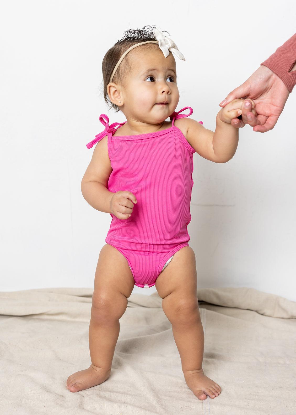 Ribbed Azalea Pink Baby Simply One-Piece – Kortni Jeane