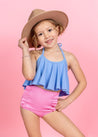 Girls High-Waisted Swimsuit Bottoms - Ribbed Sweet Pink