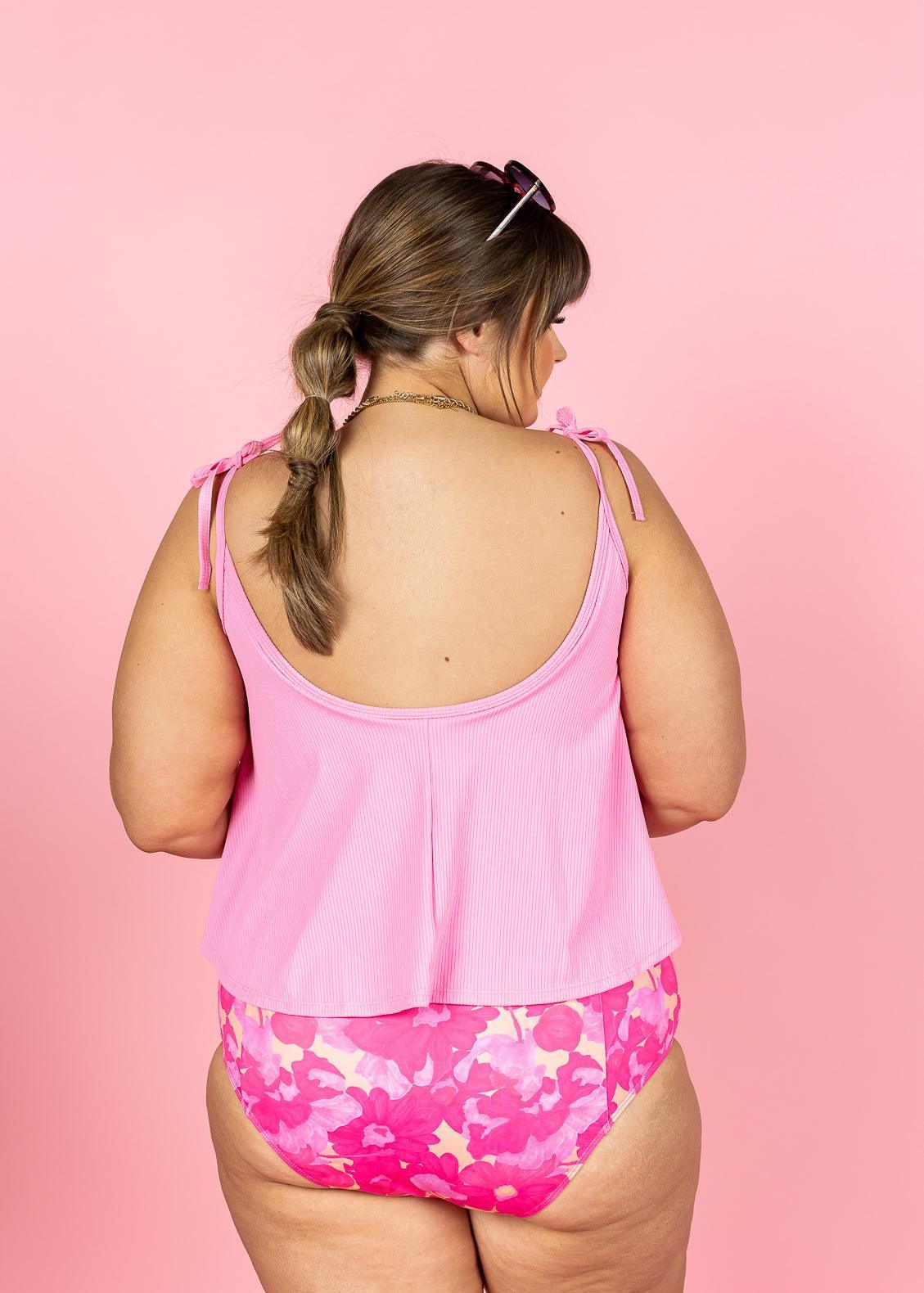 High-Waisted Swimsuit Bottom - Pink Blooms