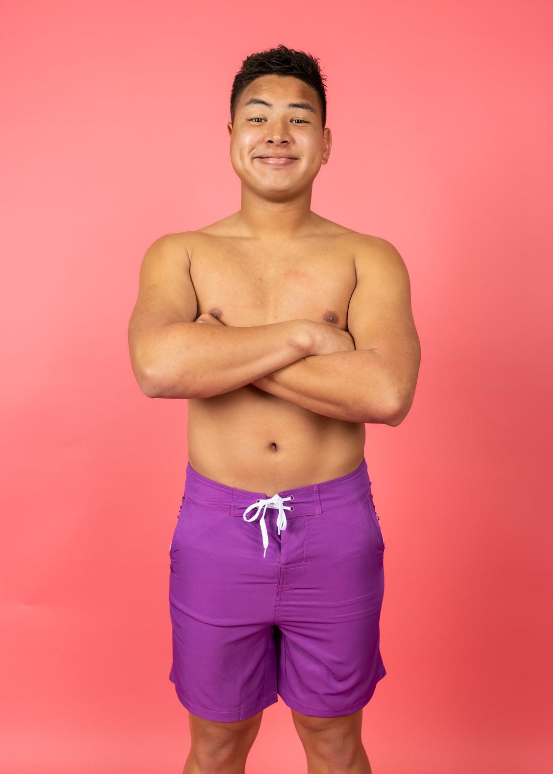 Mens purple swim trunks deals