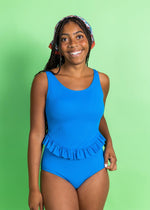 One-Piece Swimsuit - Ribbed Electric Blue