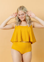 High-Waisted Swimsuit Bottom - Ribbed Golden