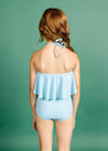 Girls High-Waisted Swimsuit Bottoms - Ribbed Fresh Blue