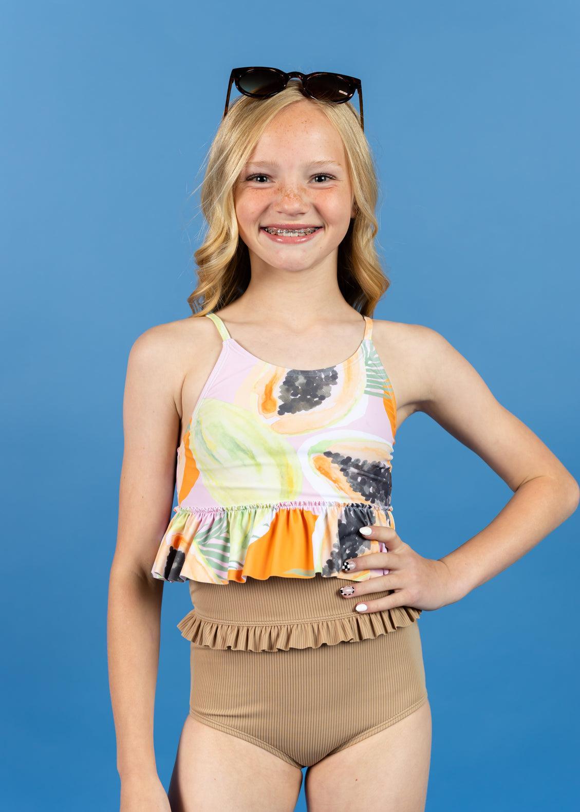 tween crotch Teen Girls Mid-Ruffle Bottoms | Kortni Jeane 🦄 | Mix n' Match Swimsuits