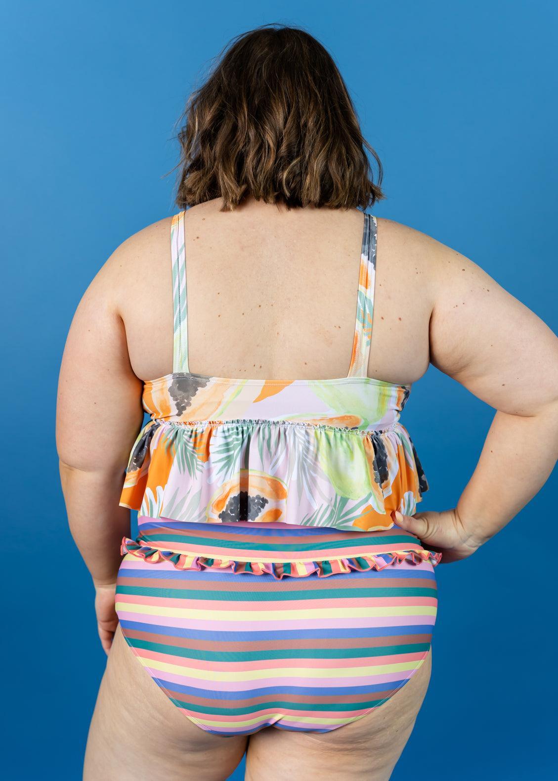 High-Waisted Swimsuit Bottom - Retro Stripe