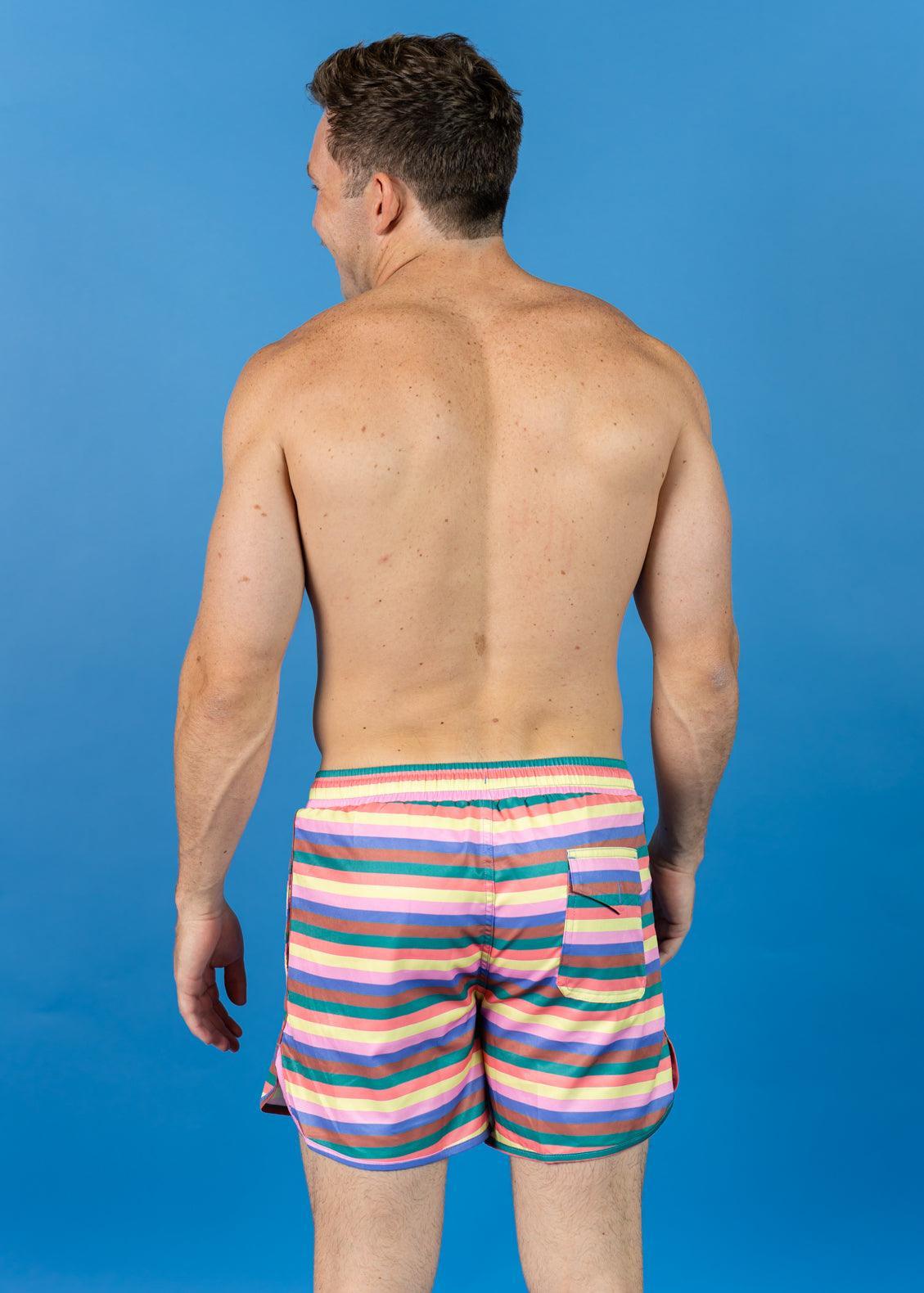 Mens Swimsuit - Shorts - Retro Stripe