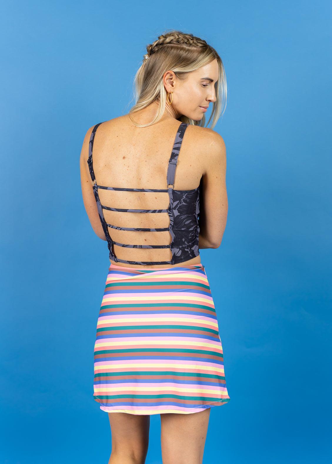 High-Waisted Swimsuit Bottom - Skirt - Retro Stripe