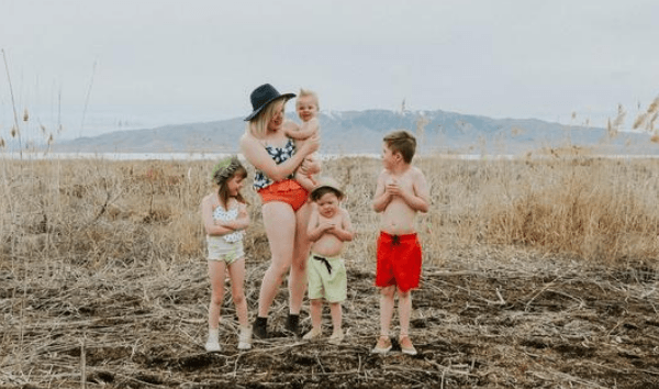 Michelle Petersen with her children.