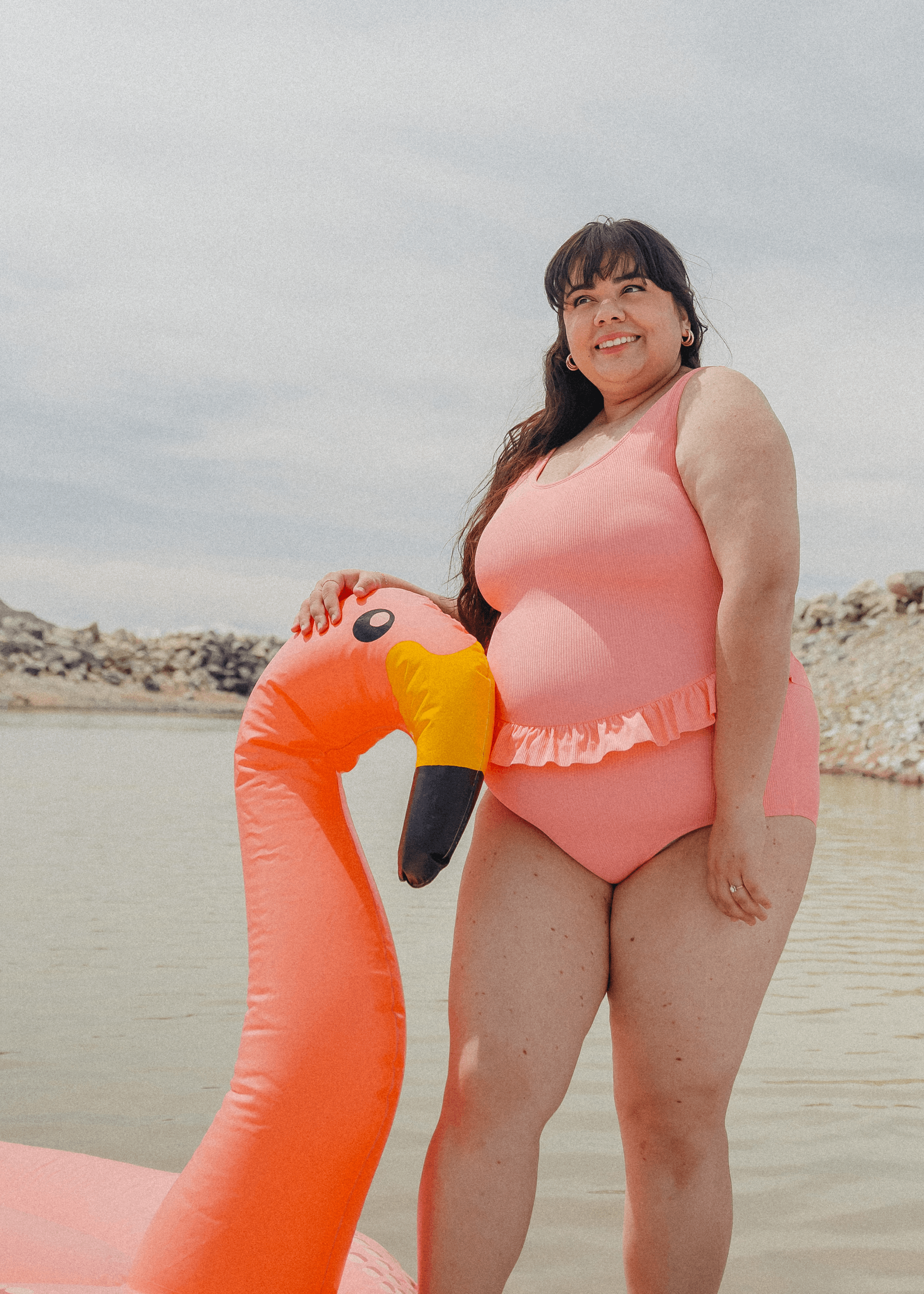 Skirted One-Piece | Ribbed Flamingo - Kortni Jeane