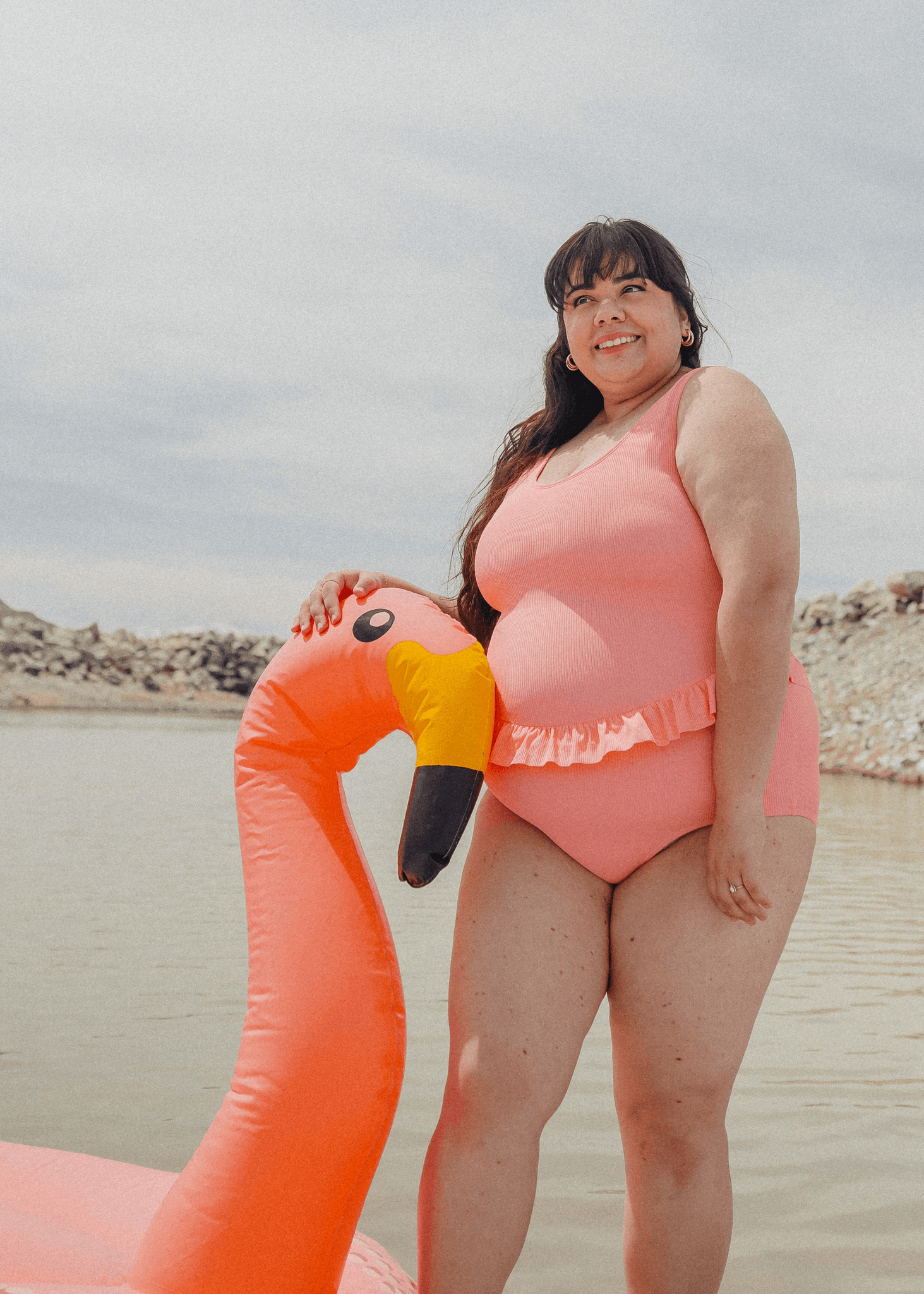 Skirted One-Piece | Ribbed Flamingo