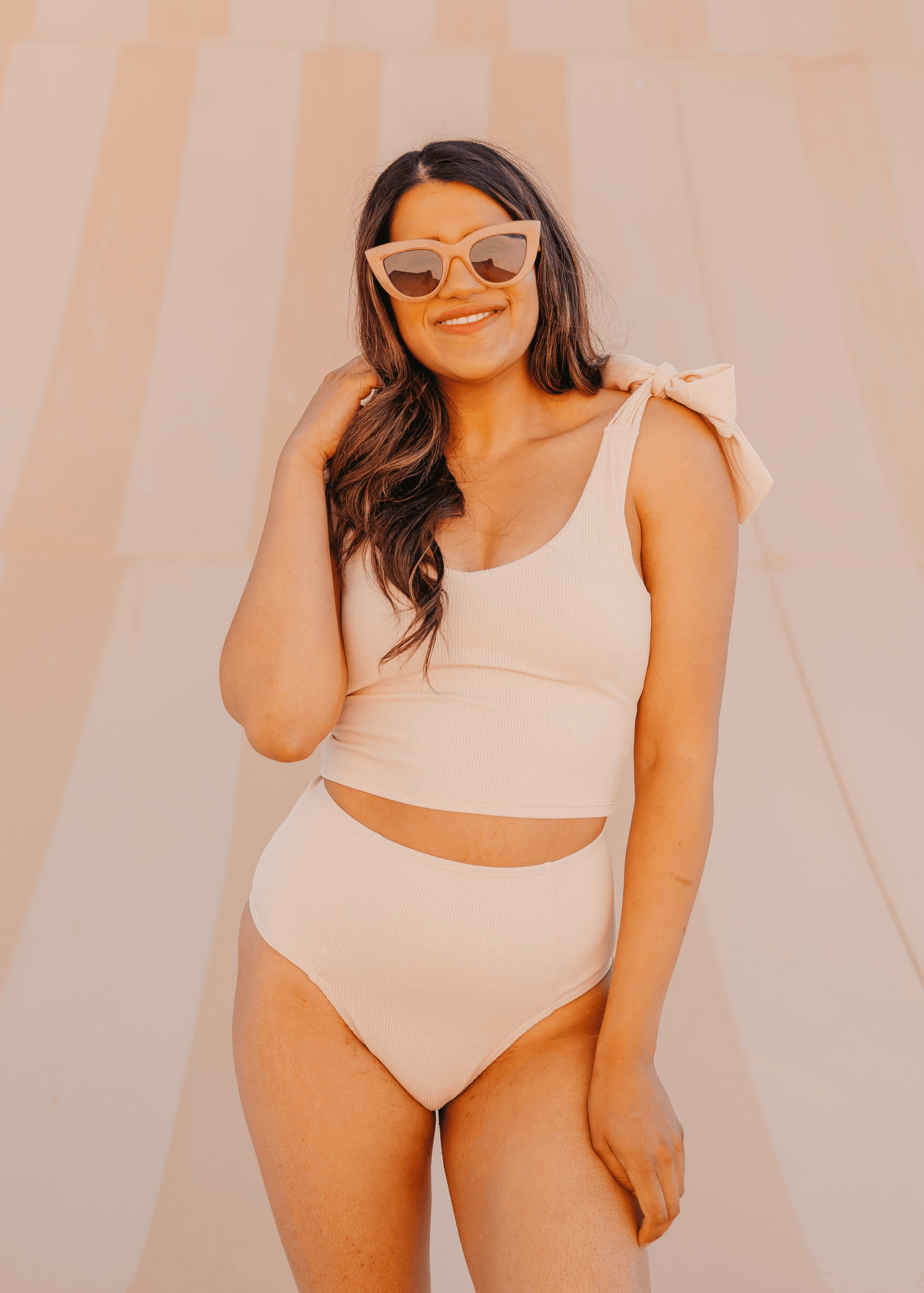 High-Waisted Bottoms | Ribbed Whipped Peach