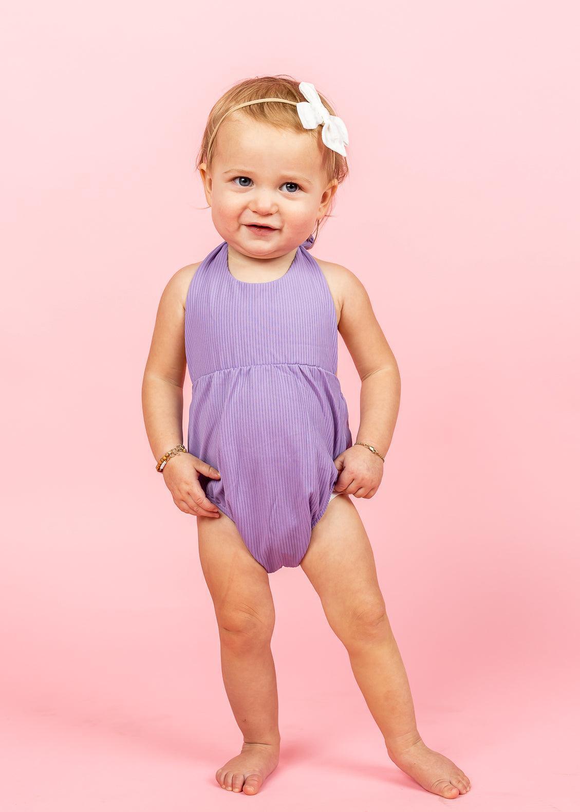 Baby Romper One-Piece | Ribbed Dusty Purple - Kortni Jeane