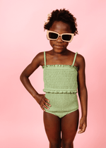 Girls Crop Top Swimsuit - Meadow Green