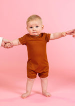 Baby Girl/Boy Swimsuit Rashguard One-Piece - Ribbed Caramel