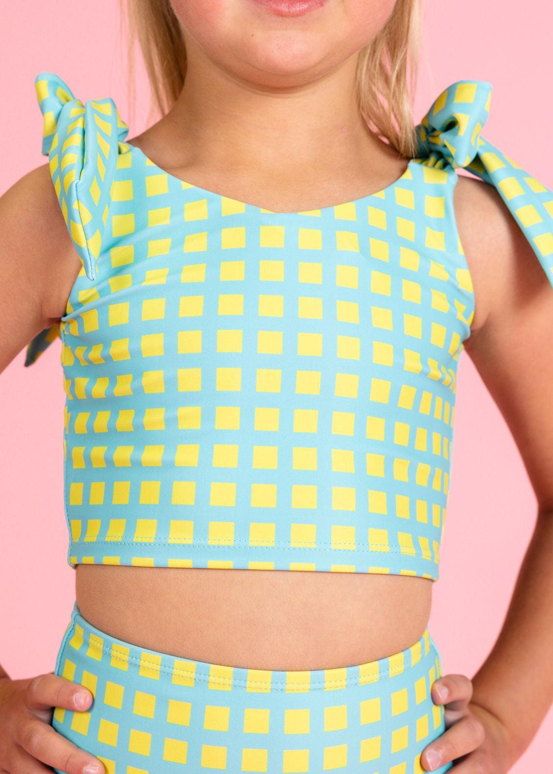 Girls Crop Top Swimsuit - Block Party