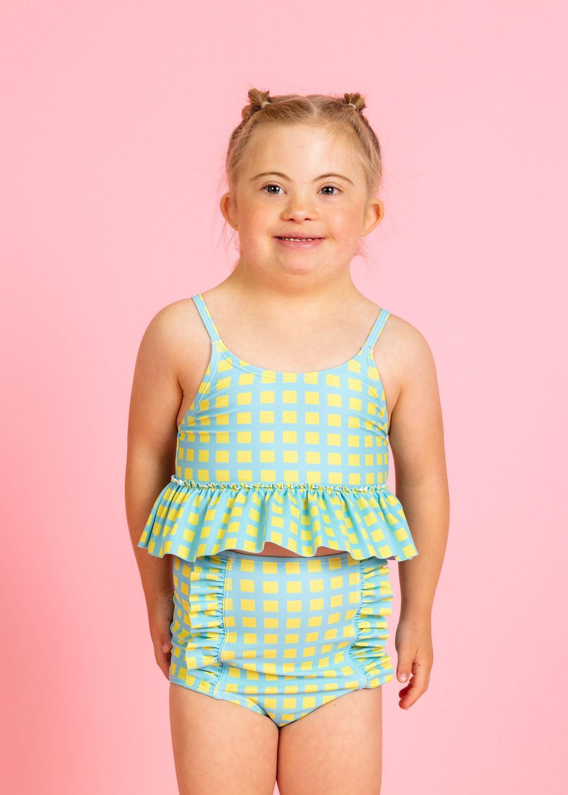 Girls Crop Top Swimsuit - Block Party