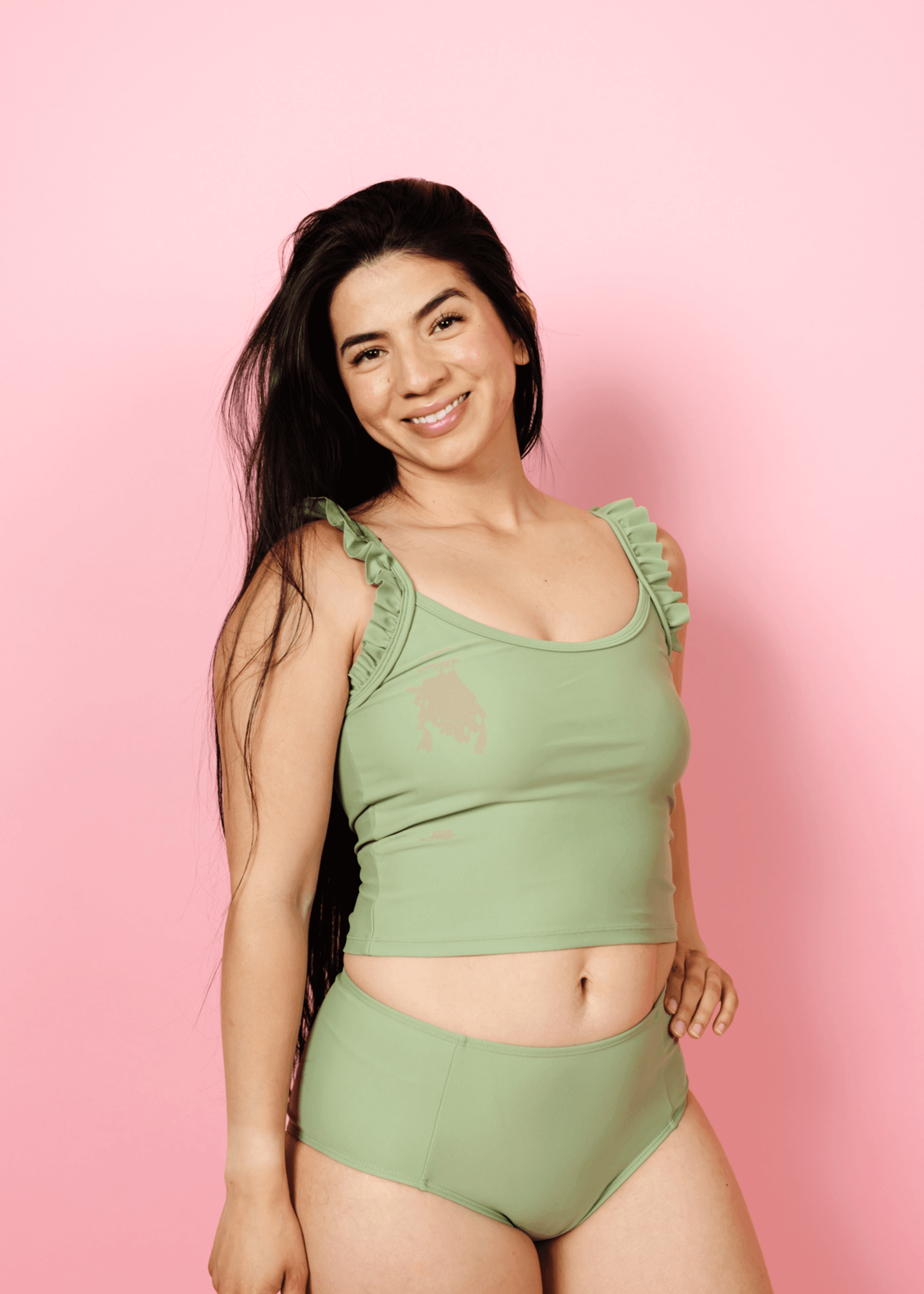 Crop Top Swimsuit - Meadow Green