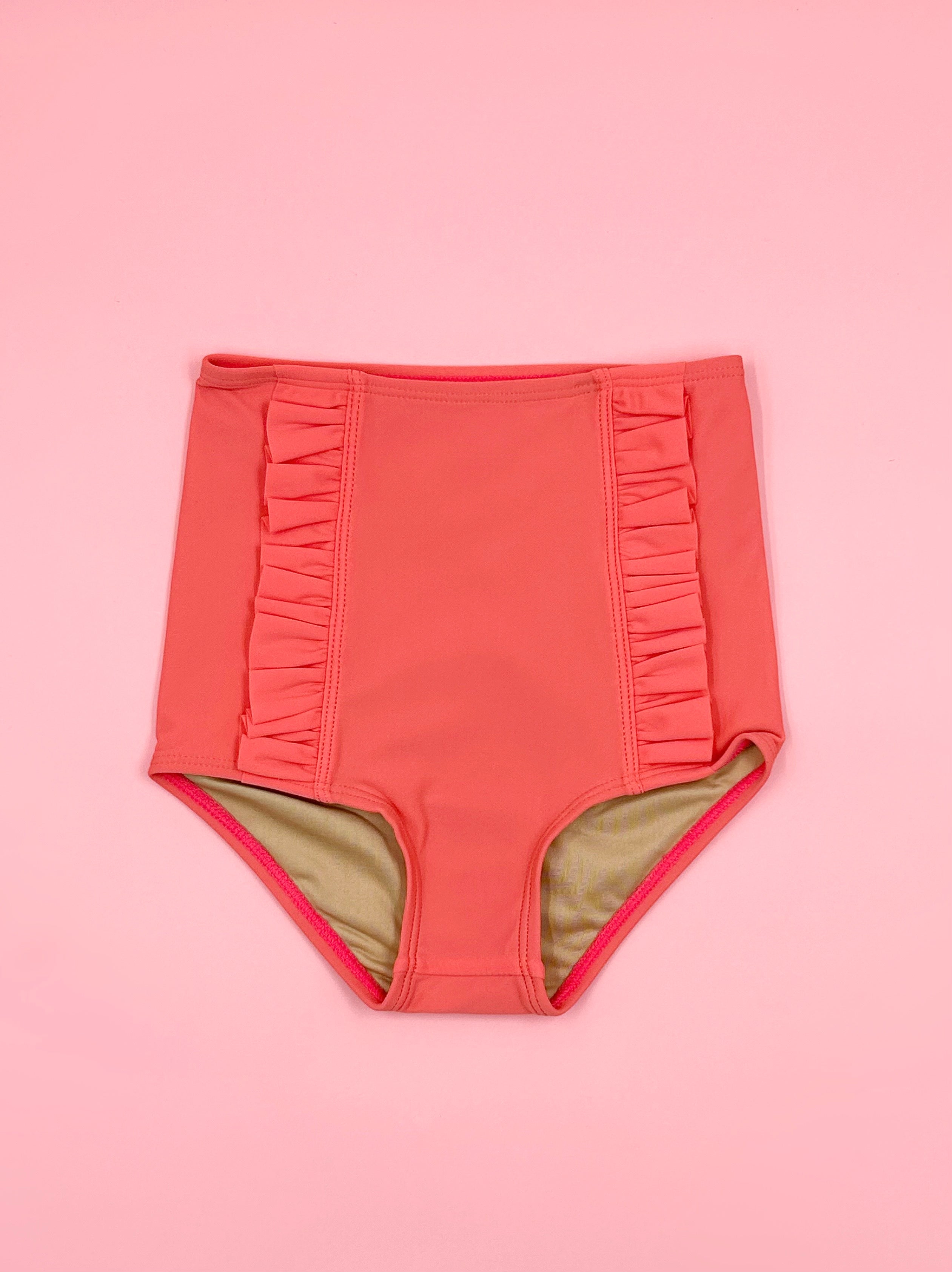 Mini Down in Front Ruffle Bottoms | Deep Coral - Kortni Jeane