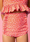 Teen Girl High-Waisted Swimsuit Bottoms - Red Ditsy Floral
