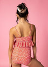 Teen Girl Crop Top Swimsuit - Red Ditsy Floral