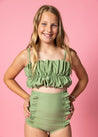 Teen Girl Crop Top Swimsuit - Meadow Green