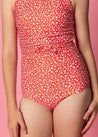 Teen Girl High-Waisted Swimsuit Bottoms - Red Ditsy Floral