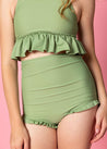 Teen Girl High-Waisted Swimsuit Bottoms - Meadow Green