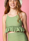 Teen Girl Crop Top Swimsuit - Meadow Green