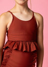 Teen Girl Crop Top Swimsuit - Amber Brown