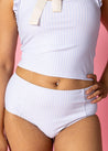 High-Waisted Swimsuit Bottom - Light Blue Stripe