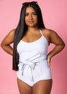 High-Waisted Swimsuit Bottom - Light Blue Stripe