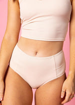 High-Waisted Swimsuit Bottom - Ribbed Whipped Peach