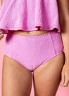 High-Waisted Swimsuit Bottom - Textured Orchid Daisy