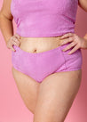 High-Waisted Swimsuit Bottom - Textured Orchid Daisy