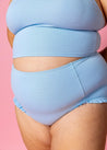 High-Waisted Swimsuit Bottom - Waffled Barely Blue