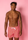 Mens Swimsuit - Shorts - Red Ditsy Floral