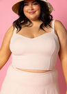 Crop Top Swimsuit - Ribbed Whipped Peach