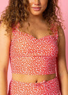Crop Top Swimsuit - Red Ditsy Floral