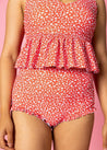 High-Waisted Swimsuit Bottom - Red Ditsy Floral