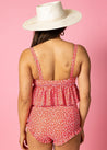 High-Waisted Swimsuit Bottom - Red Ditsy Floral