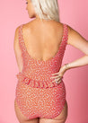 One-Piece Swimsuit - Red Ditsy Floral