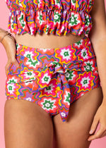 High-Waisted Swimsuit Bottom - Psychedelic Flower