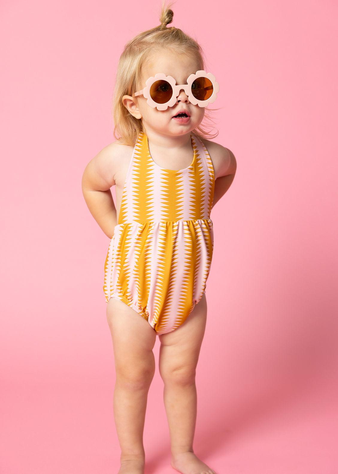 Baby Girl One-Piece Swimsuit - Vintage Triangles