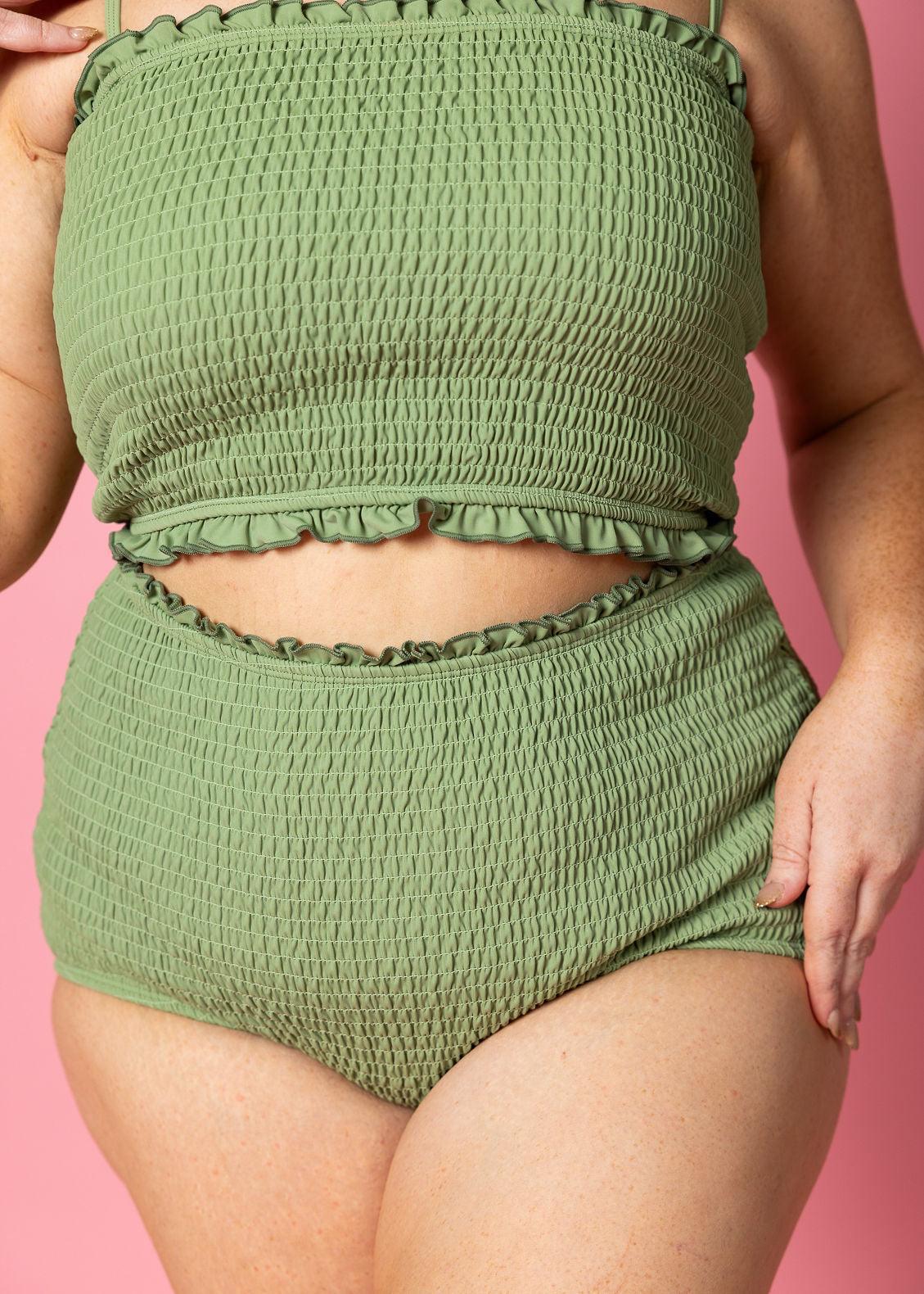 High-Waisted Swimsuit Bottom - Meadow Green