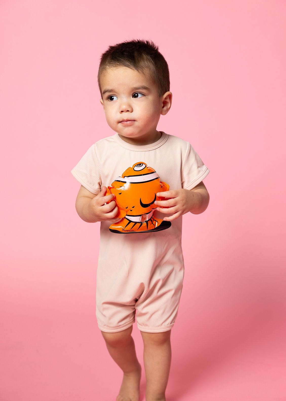 Baby Girl/Boy Swimsuit Rashguard One-Piece - Ribbed Whipped Peach