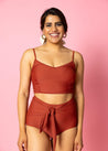 Crop Top Swimsuit - Amber Brown